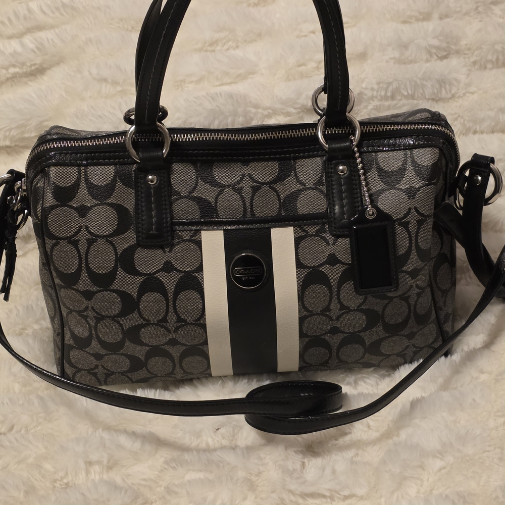 For NIKKI Elegant Coach Black and Gray Designer Handbag - Excellent condition